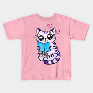 Animal Friends Cat Reading Kids T-Shirt